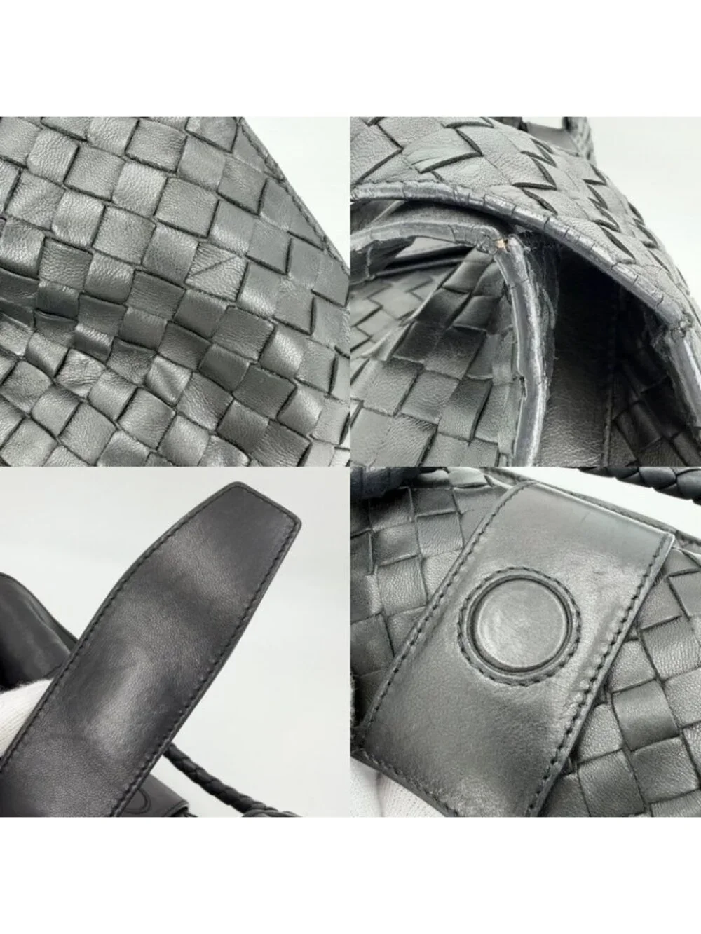 Bottega Veneta Tote Intrecciato Handbag Leather Black - Picture 8 of 12